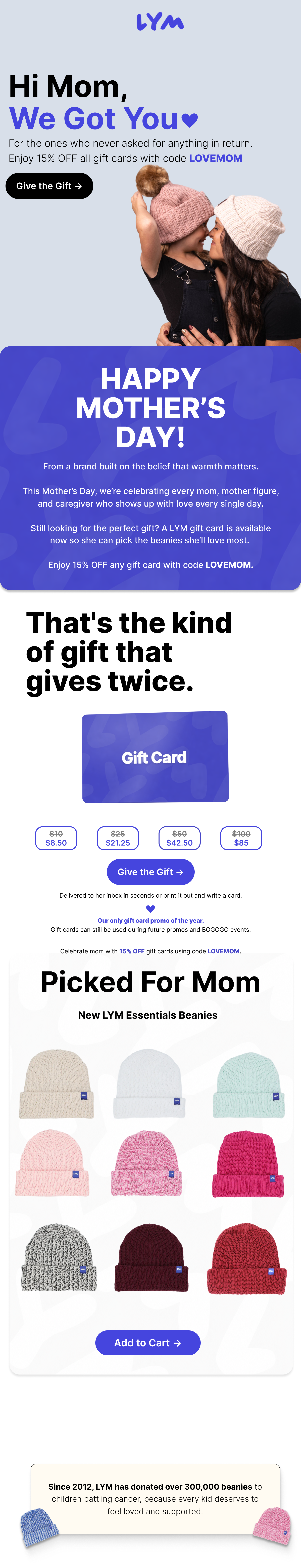 Caechet email — Mother's Day
